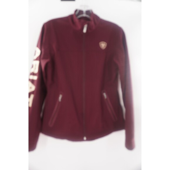ARIAT Tek Softshell Fleece Lined Jacket Full Zip Wind Water Resistant Burgundy M - Picture 5 of 14